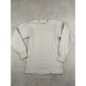 Vintage Indera Shirt Mens Sz Large Creme Thermal Baselayer Waffle Knit Y2K